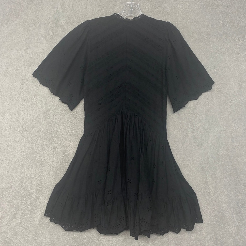 Madewell Dress Size 00 Black Eyelet Flutter Sleeve Mini Cotton Sundress NU556 - Picture 8 of 10